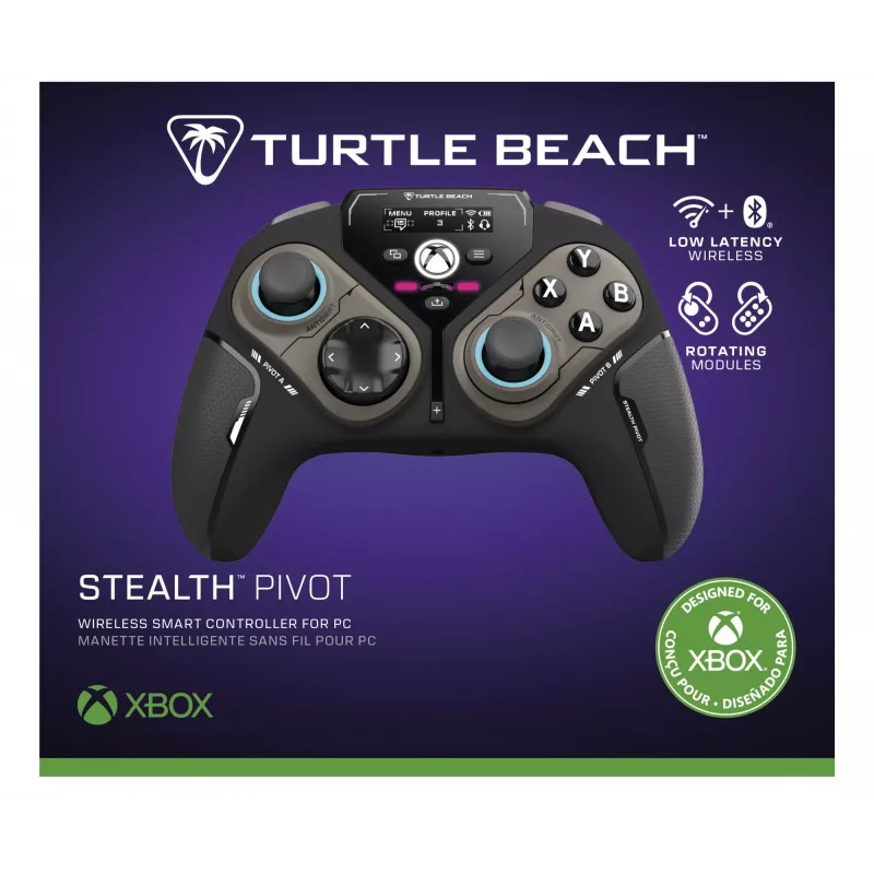 Turtle Beach Stealth Pivot belaidis išmanusis žaidimų valdiklis su besisukančiais moduliais, ekrano skydeliu, Hall efekt lazdelėmis, perprogramuojamais mygtukais, skirtas Windows PC, Xbox Series X/S ir Xbox One