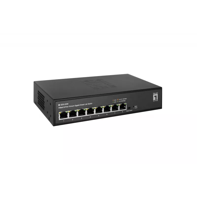LevelOne Hilbert 10 inch 8-Port Gigabit Smart Lite jungiklis, 8 x Gigabit RJ45 (10/100/1000)