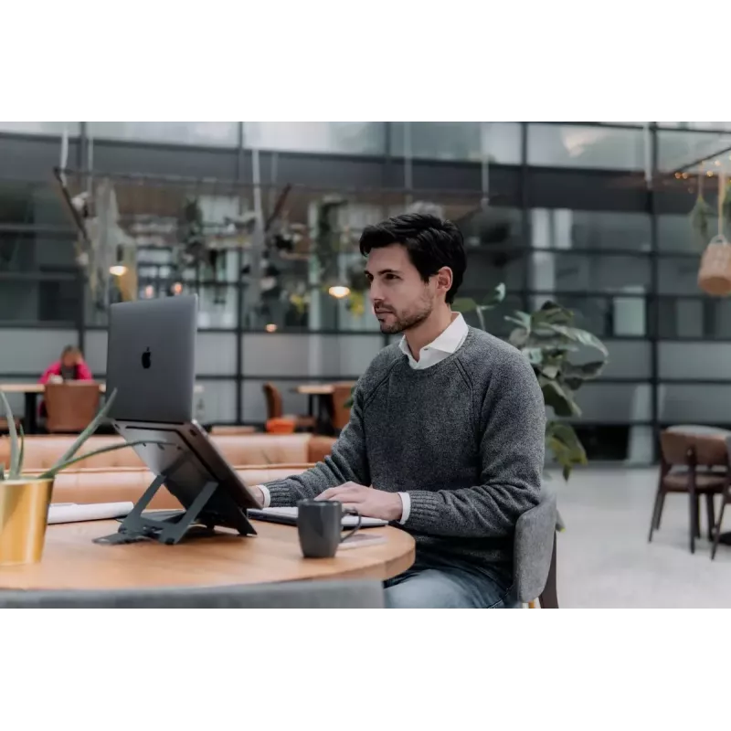 Nešiojamojo kompiuterio stovas BakkerElkhuizen FlexTop 170 juodas tamsiai pilkas aliuminis guma plienas