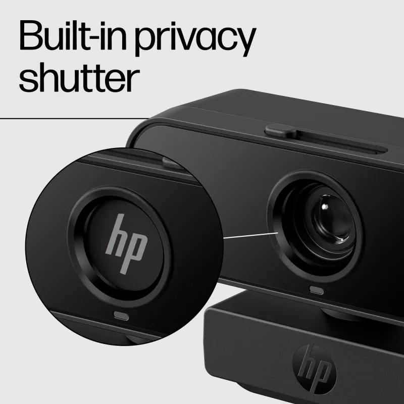 HP 435 FHD Webcam, 2 MP, 1920 x 1080 pikselių, Full HD, 30 kadrų per sekundę, automatinis fokusavimas, privatumo užsklanda, USB-A