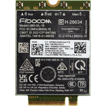 HP XMM 7560 R+ LTE-Advanced Pro WWAN modulis, verslui, Kinija, -20 - 65 °C, -40 - 85 °C, Windows 10, Windows 11, 42 mm