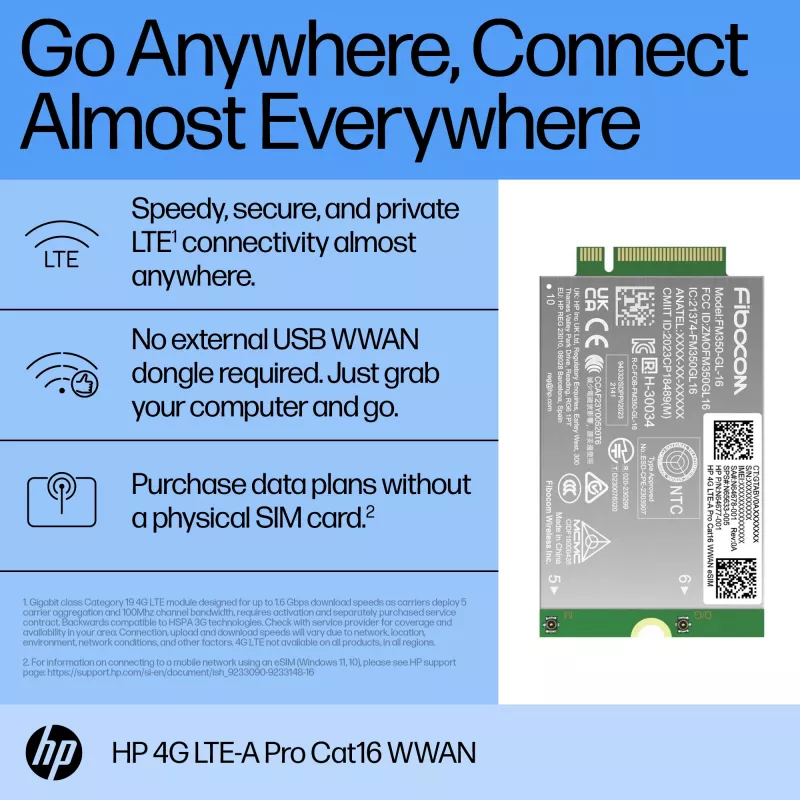 HP 4G LTE-A Pro Cat16 WWAN adapteris vidiniam nešiojamiesiems kompiuteriams