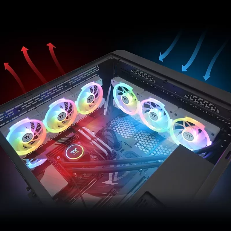 THERMALTAKE PC ventiliatoriaus komplektas SWAFAN EX12 ARGB Sync TT Premium Edition - 12 cm - Baltas - 3 vnt.