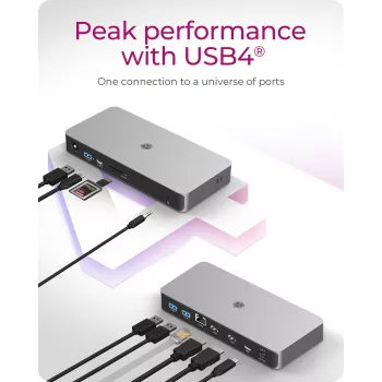 ICY BOX 10-in-1 USB4 Type-C DockingStation su dviem vaizdo išėjimais