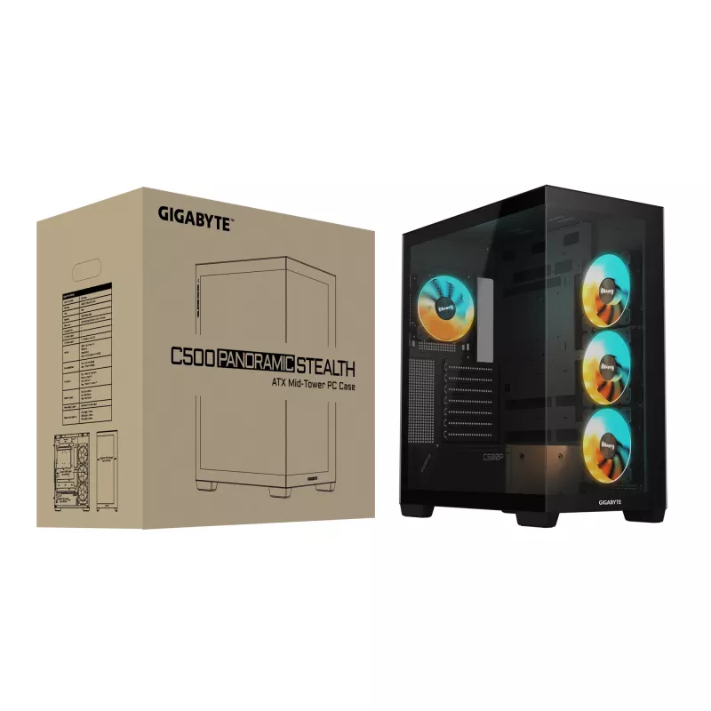 GIGABYTE C500 PANORAMIC STEALTH Midi Tower Juoda