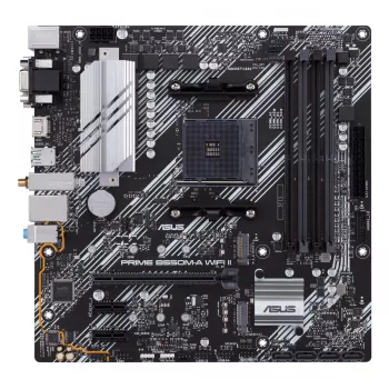 Motininė plokštė ASUS PRIME B550M-A WIFI II micro ATX — AMD B550, Socket AM4, DDR4, 4 DIMM, Wi‑Fi 6, Bluetooth 5.2, 2x M.2, HDMI 2.1