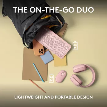 Logitech Pebble 2 Combo belaidė klaviatūra ir pelė rožiniai QWERTY