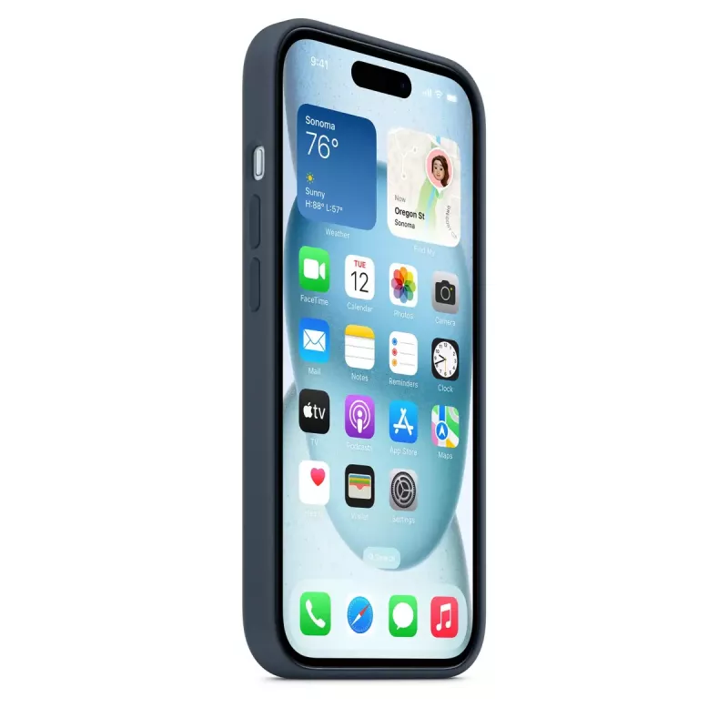 Dangtelis Apple iPhone 15 Silikoninis su MagSafe Storm Blue