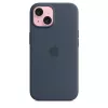 Dangtelis Apple iPhone 15 Silikoninis su MagSafe Storm Blue