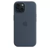 Dangtelis Apple iPhone 15 Silikoninis su MagSafe Storm Blue