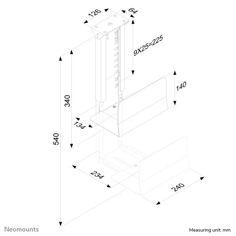 Neomounts CPU-D200SILVER laikiklis CPU - iki 30 kg - universalus, montuojamas prie stalo