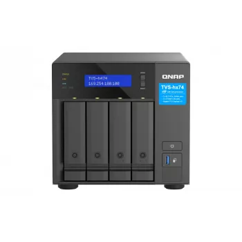 QNAP TVS-H474 NAS bokštinis Intel® Pentium® G7400 8 GB DDR4 0 TB QuTS hero Juoda