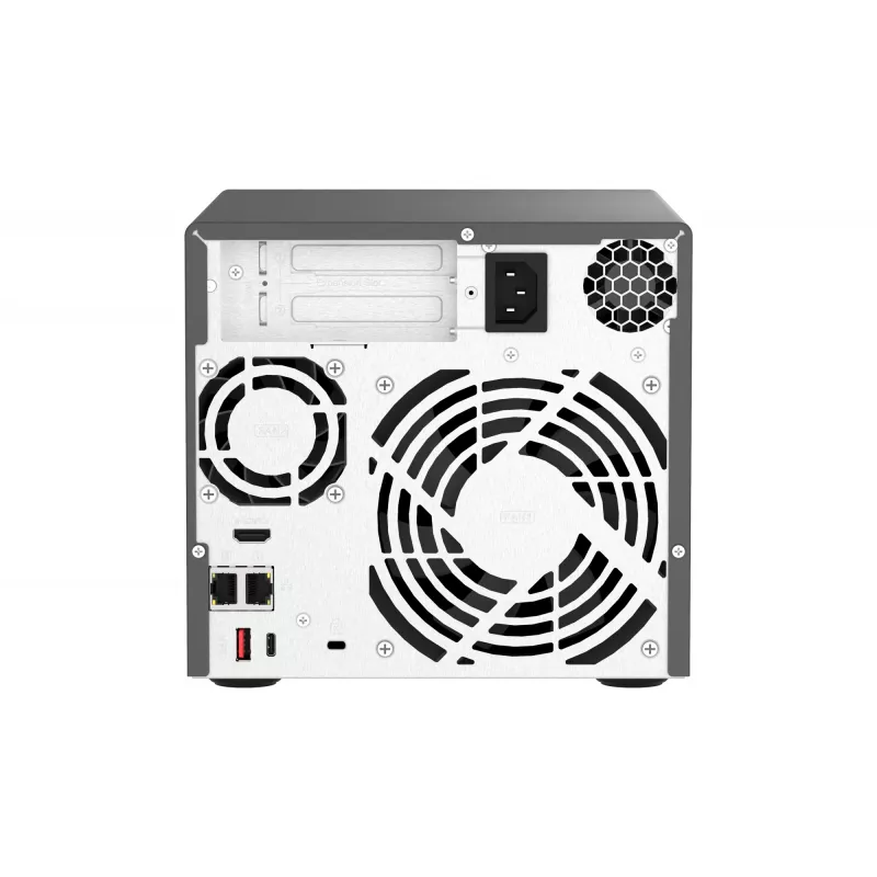 QNAP TVS-H474 NAS bokštinis Intel® Pentium® G7400 8 GB DDR4 0 TB QuTS hero Juoda