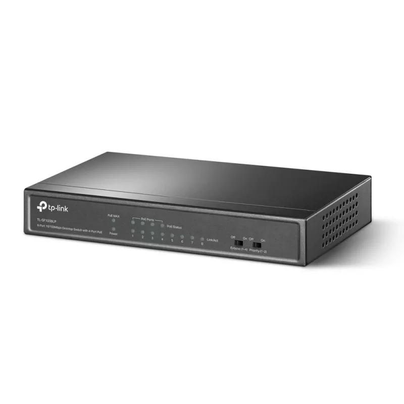 TP-Link TL-SF1008LP tinklo jungiklis nevaldomas Fast Ethernet (10/100) Power over Ethernet (PoE) juodas