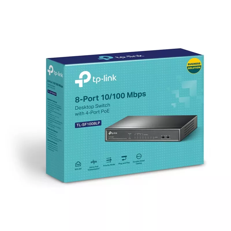 TP-Link TL-SF1008LP tinklo jungiklis nevaldomas Fast Ethernet (10/100) Power over Ethernet (PoE) juodas
