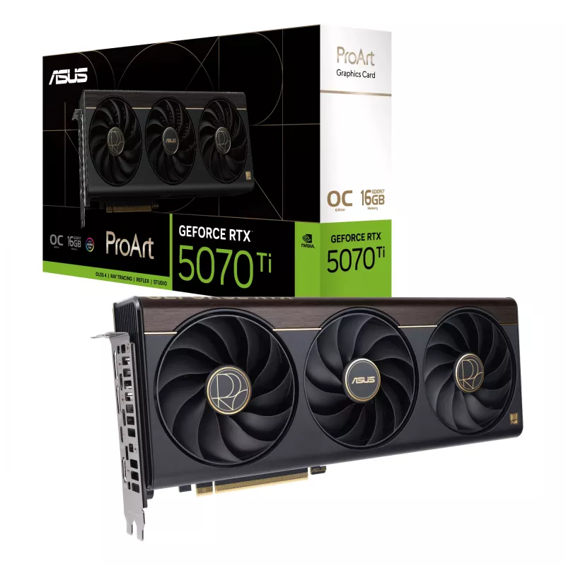 Vaizdo plokštė ASUS ProArt GeForce RTX 5070 Ti 16 GB GDDR7, PCIe 5.0, 256 bitų, 304 mm, 3 ventiliatoriai