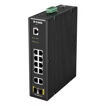 D-Link 12 prievadų L2 pramoninis valdomas jungiklis su 10 x 1GBaseT(X) ir 2 x SFP