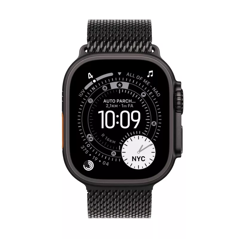 APPLE Watch Ultra 3 GPS + Cellular 49mm juodas titano korpusas su juodu titano Milan Loop apyranke