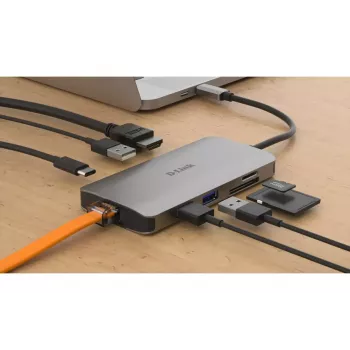D-Link 8-in-1 USB-C Hub su HDMI / Ethernet / kortelių skaitytuvu / Power Delivery