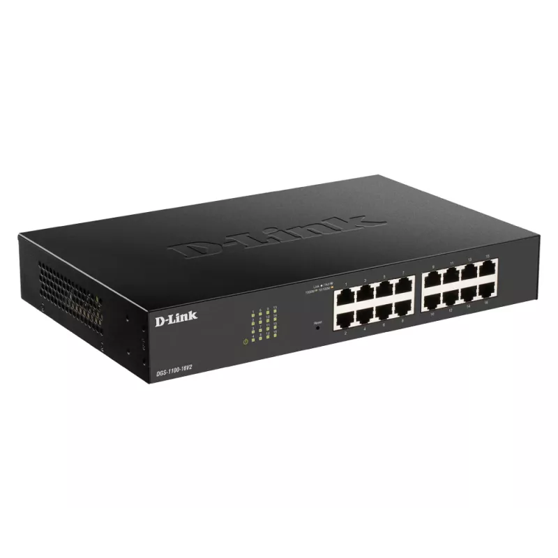 D-Link DGS-1100-16V2 valdomas L2 gigabitinio eterneto (10/100/1000) komutatorius, juodas