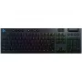 LOGITECH G915 Lightspeed belaidė RGB mechaninė klaviatūra žaidimams – juoda – QWERTZ Vokietijos išdėstymas – lytėjimo jungikliai