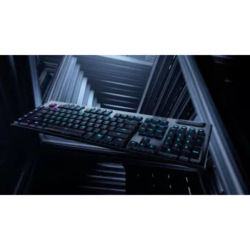 LOGITECH G915 Lightspeed belaidė RGB mechaninė klaviatūra žaidimams – juoda – QWERTZ Vokietijos išdėstymas – lytėjimo jungikliai