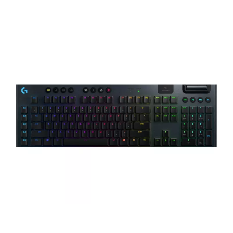 LOGITECH G915 Lightspeed belaidė RGB mechaninė klaviatūra žaidimams – juoda – QWERTZ Vokietijos išdėstymas – lytėjimo jungikliai