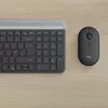 LOGITECH belaidė kompaktiška klaviatūra ir pelė MK470, grafito spalvos, AZERTY belgų išdėstymas