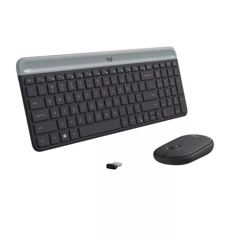 LOGITECH belaidė kompaktiška klaviatūra ir pelė MK470, grafito spalvos, AZERTY belgų išdėstymas