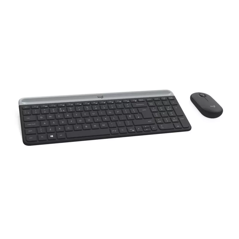 LOGITECH belaidė kompaktiška klaviatūra ir pelė MK470, grafito spalvos, AZERTY belgų išdėstymas