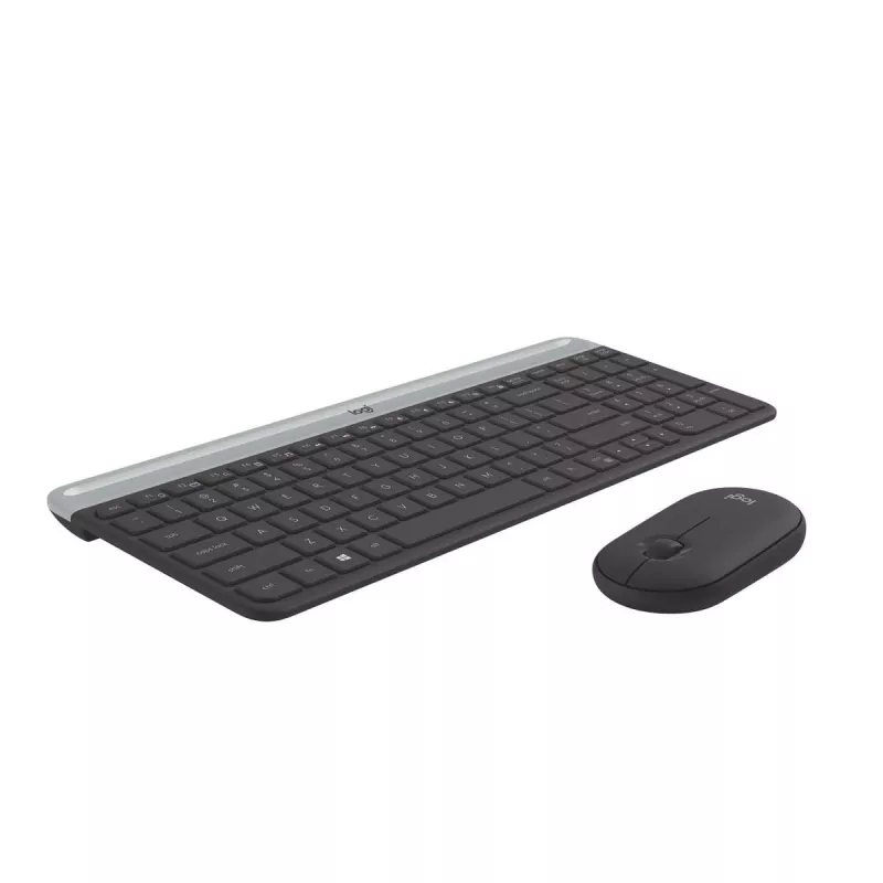 LOGITECH belaidė kompaktiška klaviatūra ir pelė MK470, grafito spalvos, AZERTY belgų išdėstymas
