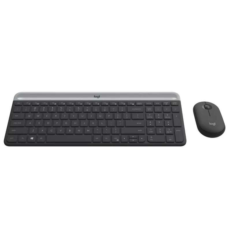 LOGITECH belaidė kompaktiška klaviatūra ir pelė MK470, grafito spalvos, AZERTY belgų išdėstymas