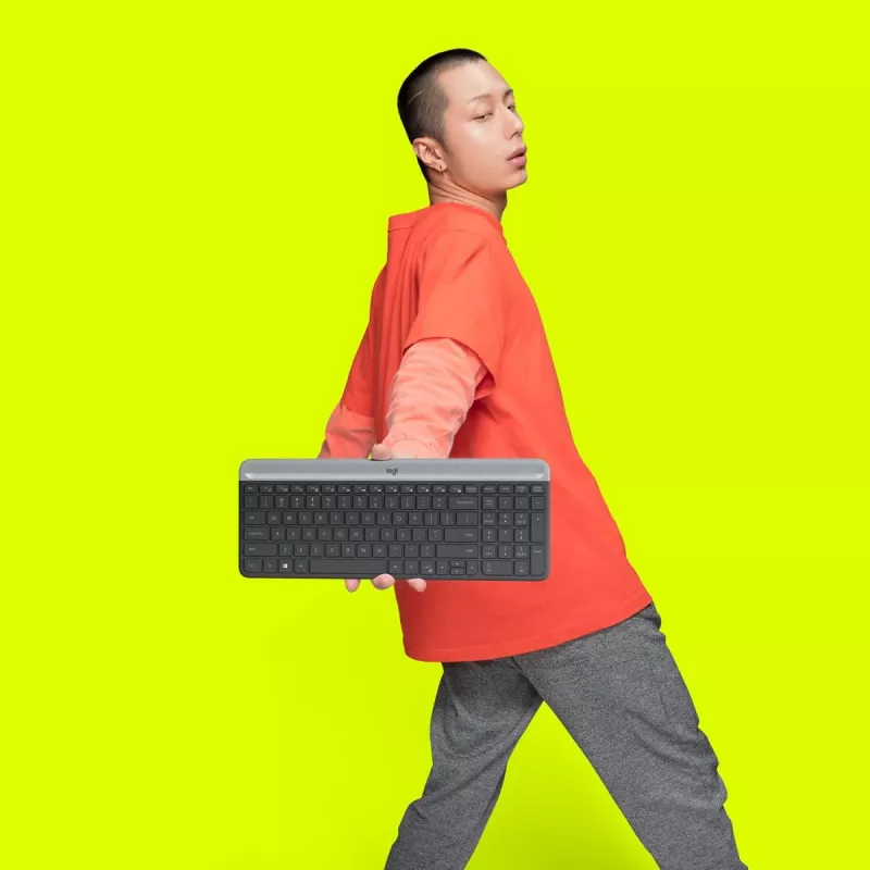 LOGITECH belaidė kompaktiška klaviatūra ir pelė MK470, grafito spalvos, AZERTY belgų išdėstymas