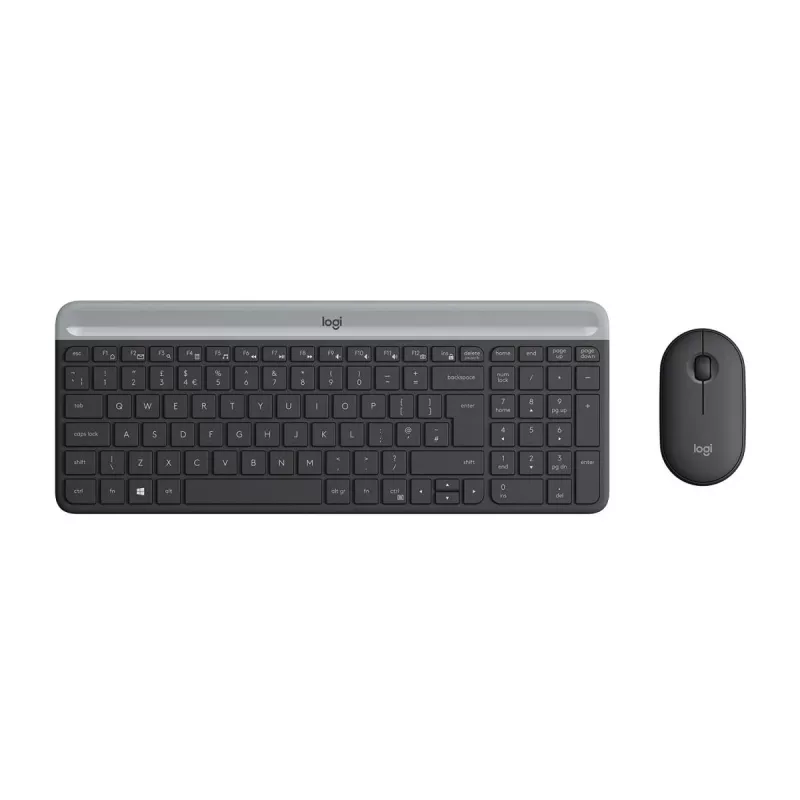 LOGITECH belaidė kompaktiška klaviatūra ir pelė MK470, grafito spalvos, AZERTY belgų išdėstymas