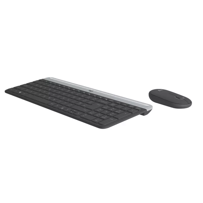 LOGITECH belaidė kompaktiška klaviatūra ir pelė MK470, grafito spalvos, AZERTY belgų išdėstymas