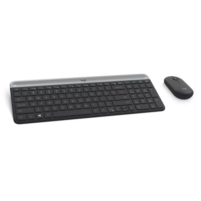 LOGITECH belaidė kompaktiška klaviatūra ir pelė MK470, grafito spalvos, AZERTY belgų išdėstymas