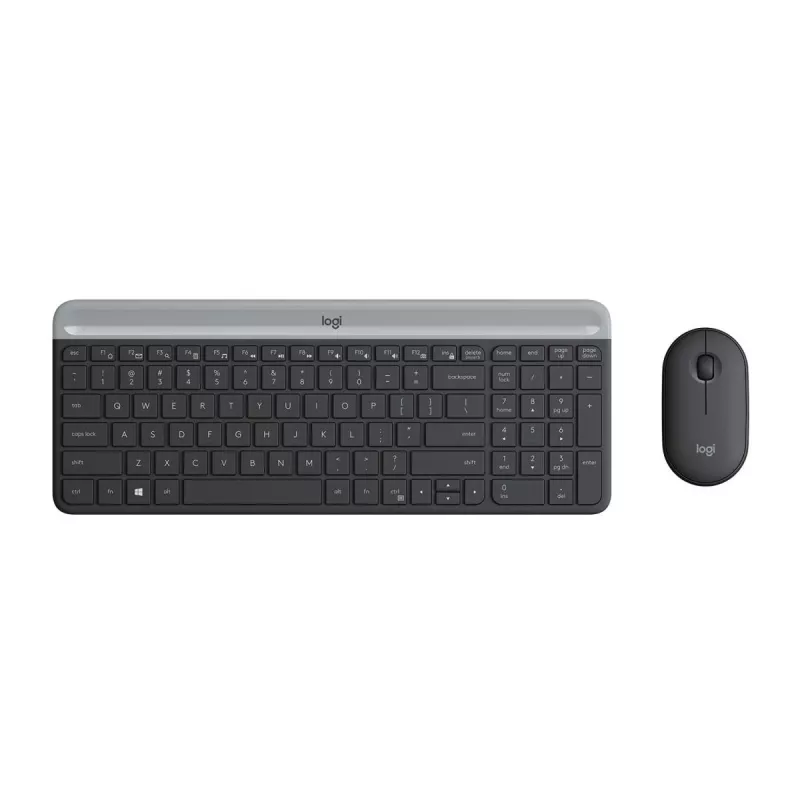LOGITECH belaidė kompaktiška klaviatūra ir pelė MK470, grafito spalvos, AZERTY belgų išdėstymas