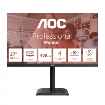 AOC E4 U27E4CV monitorius 68.6 cm (27 colių) 3840 x 2160 pikselių 4K Ultra HD LED juodas