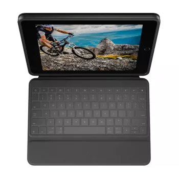 LOGITECH Rugged Folio Graphite Qwertz Deutsch – apsauginis dėklas su klaviatūra iPad (7 ir 8 kart.)
