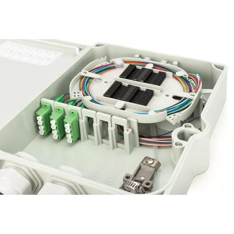 DIGITUS FTTH paskirstymo dėžutė - vienmodė LC-APC su iš anksto sumontuotais jungtuvais ir pigtailiais