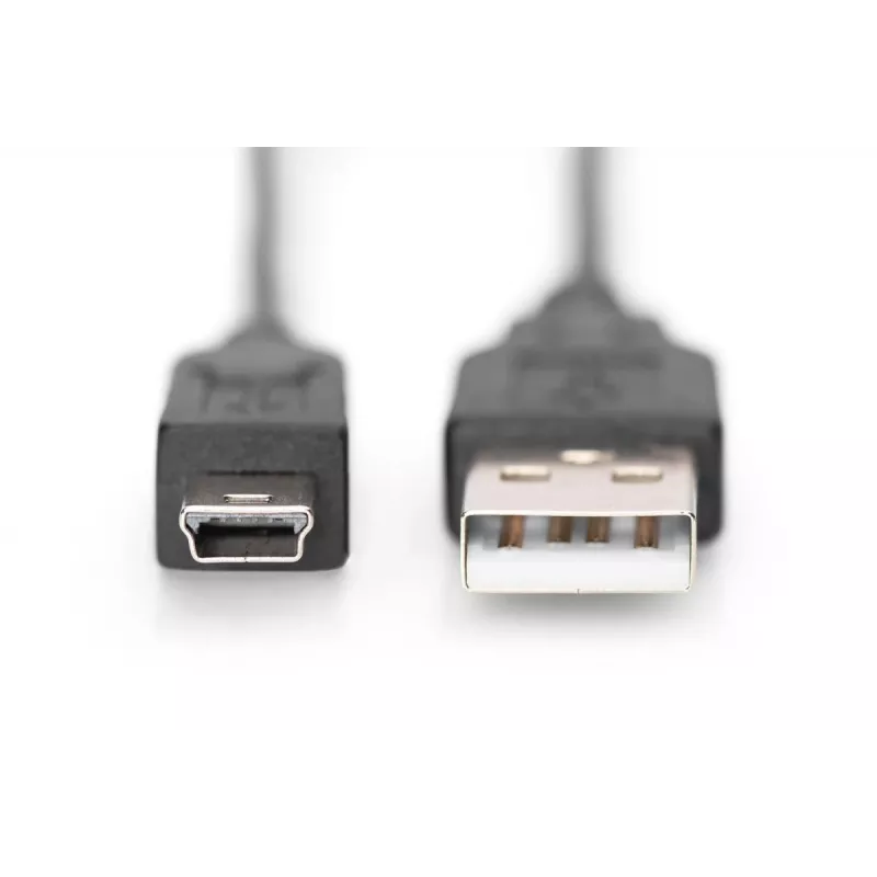 DIGITUS USB 2.0 jungiamasis laidas, tipas A - mini B (5 kontaktais) M/M, 1m, juodas