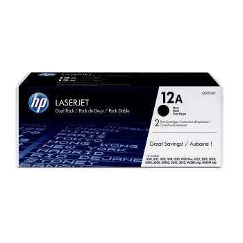 HP 12A 2 vnt. pakuotė Originalūs juodi lazeriniai kasetės, 4000 puslapių, juoda, 2 vnt.