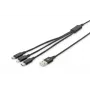 DIGITUS 3-in-1 įkrovimo laidas USB A-Lightning + micro B + Type-C 1m