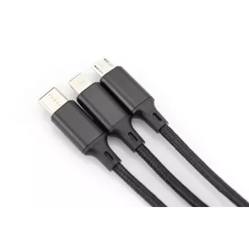 DIGITUS 3-in-1 įkrovimo laidas USB A-Lightning + micro B + Type-C 1m