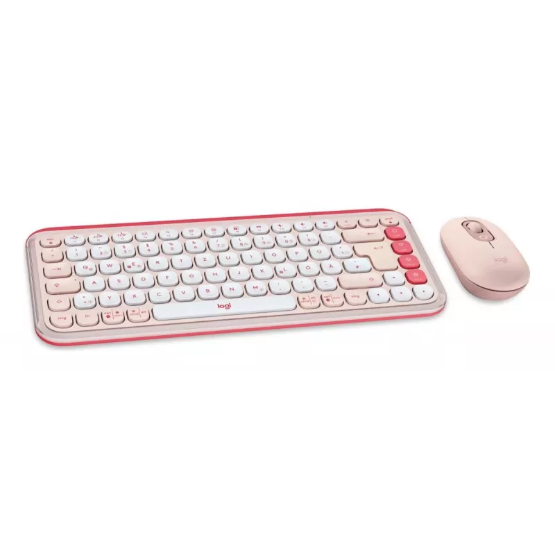 LOGITECH POP Icon Combo belaidis rinkinys - Rožinė ir Balta QWERTZ vokiškas