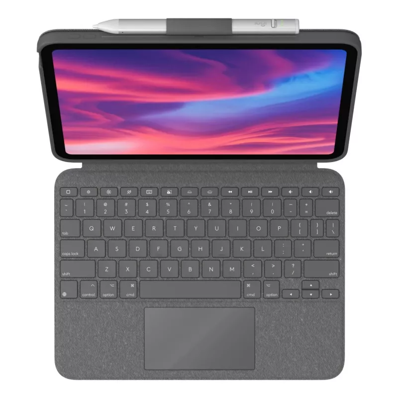 LOGITECH Combo Touch klaviatūrinis dėklas iPad (10-os kartos) – Oksfordo pilka – Šveicariškas QWERTZ