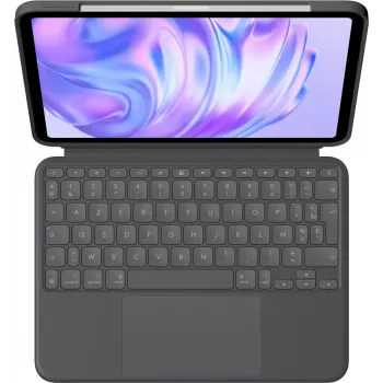 LOGITECH Combo Touch klaviatūros dėklas, skirtas iPad Pro 11 inch M4/M5, grafitas, AZERTY prancūzų