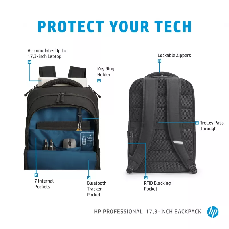 HP Professional 17.3 colių kuprinė, 740 g