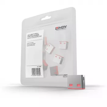 Lindy USB prievado užraktas (be rakto) – 10 vnt., rožinis