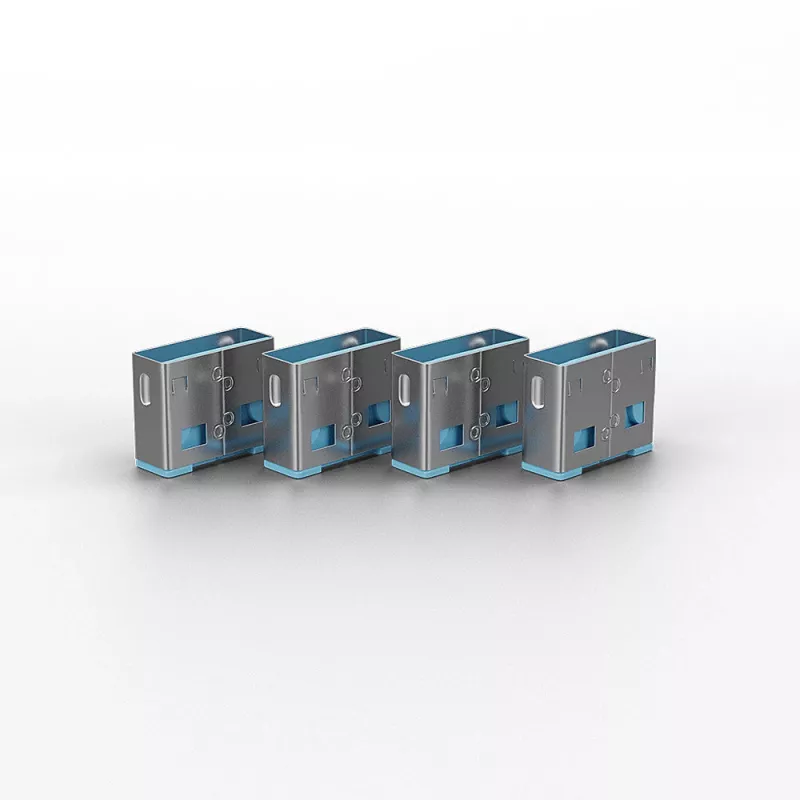 Lindy 40452 USB Type-A prievadų blokatorių rinkinys, 4 užraktai su raktu, mėlyni